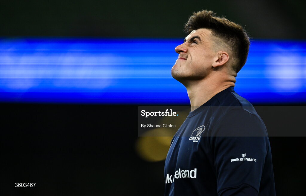 24 October 2026; Dan Sheehan of Leinster before the United Rugby Championship match between Leinster and Munster at the Aviva Stadium in Dublin. Photo by Shauna Clinton/Sportsfile