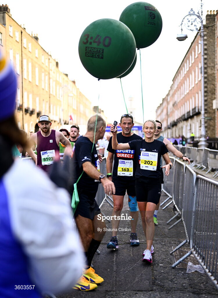 25 October 2026; Participants after the 2026 Irish Life Dublin Marathon. Photo by Shauna Clinton/Sportsfile