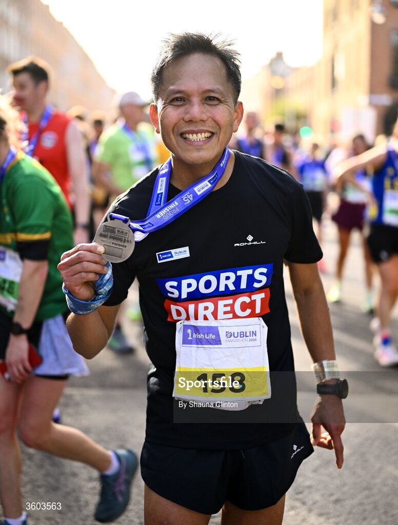 25 October 2026; Sports Direct pacer Dante Aquino of Athenry AC, Galway, after the 2026 Irish Life Dublin Marathon. Photo by Shauna Clinton/Sportsfile