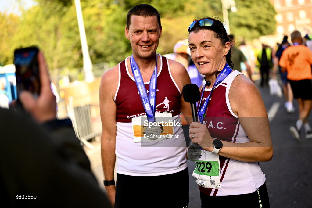 25 October 2026; Participants after the 2026 Irish Life Dublin Marathon. Photo by Shauna Clinton/Sportsfile