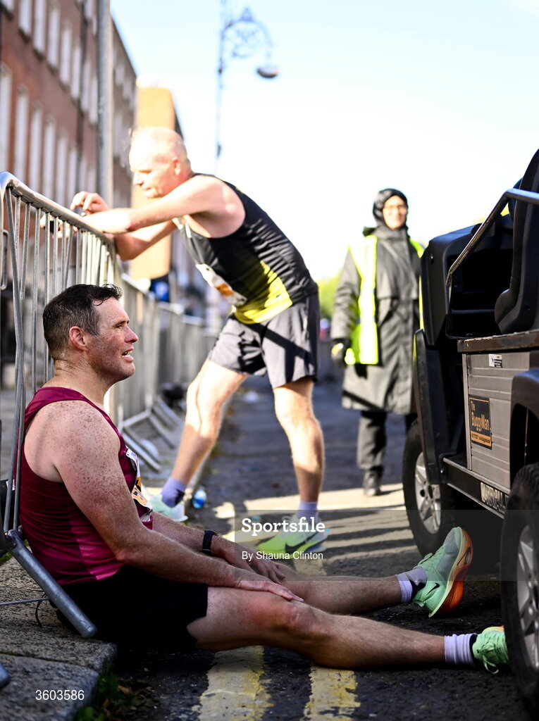 25 October 2026; Participants after the 2026 Irish Life Dublin Marathon. Photo by Shauna Clinton/Sportsfile