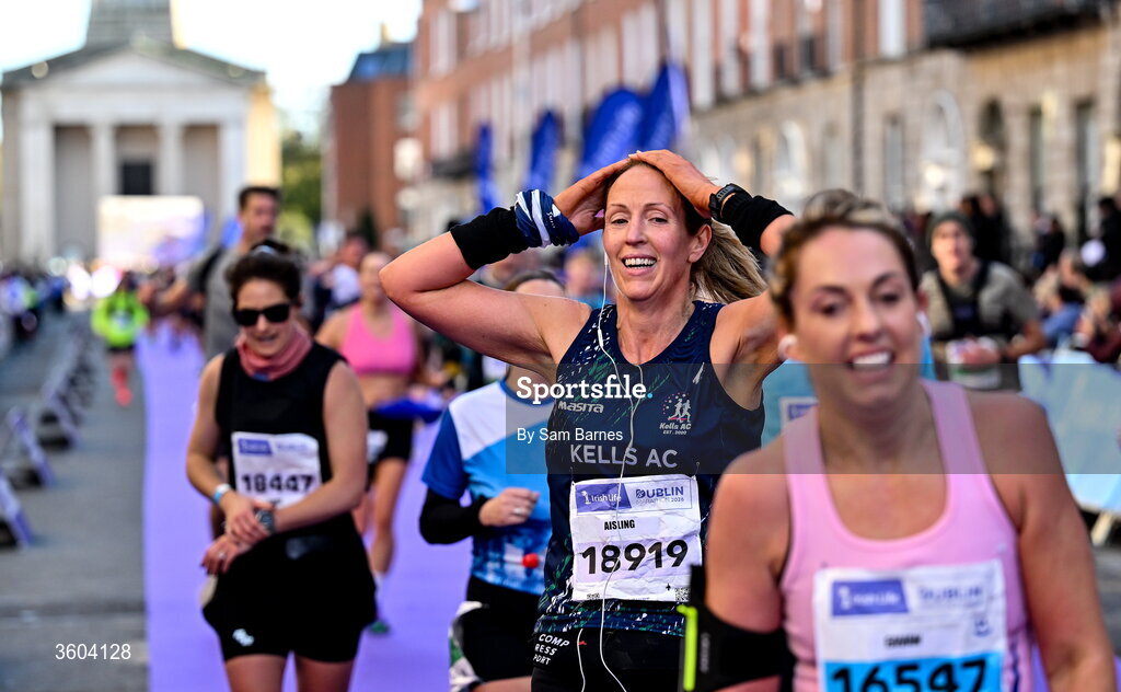 25 October 2026; Aisling Moore of Kells AC, Meath,  during the 2026 Irish Life Dublin Marathon, as thousands of runners took to the streets of Dublin for the 45th running of the event. Photo by Sam Barnes/Sportsfile
