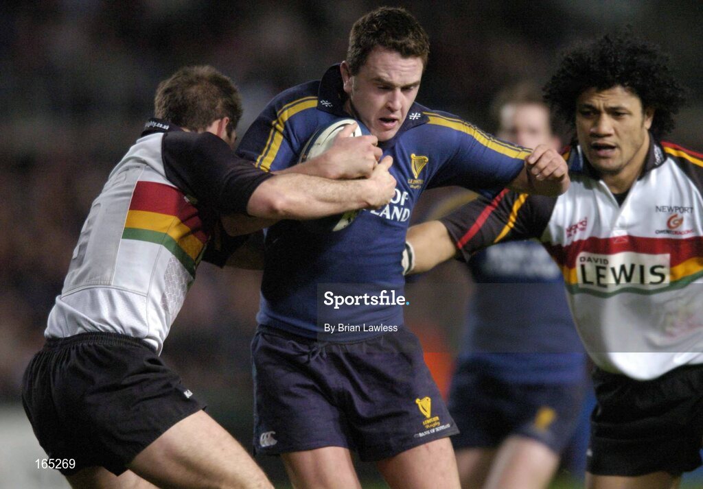 30 January 2005; Niall Ronan, Leinster, in action against Gareth Baber, left, and Sione Tuipulotu, The Dragons. Celtic League 2004-2005, Pool 1, Leinster v The Dragons, Lansdowne Road, Dublin. Picture credit; Brian Lawless / SPORTSFILE