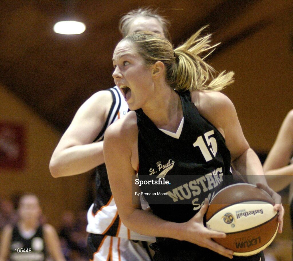 28 January 2005; Carrie Walker, Mustang Sally's St. Paul's, in action against Dart Killester. National Cup, Senior Women's Semi-Final, Mustang Sally's St. Paul's, Killarney v Dart Killester, ESB Arena, Tallaght, Dublin. Picture credit; Brendan Moran / SPORTSFILE