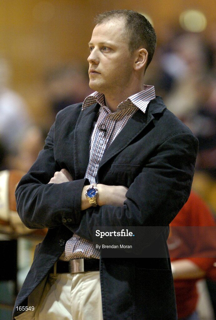 29 January 2005; Pat Price, coach, Mardyke UCC Demons. National Cup, Senior Men's Semi-Final, Mardyke UCC Demons v Abrakebabra Tigers, Tralee, ESB Arena, Tallaght, Dublin. Picture credit; Brendan Moran / SPORTSFILE