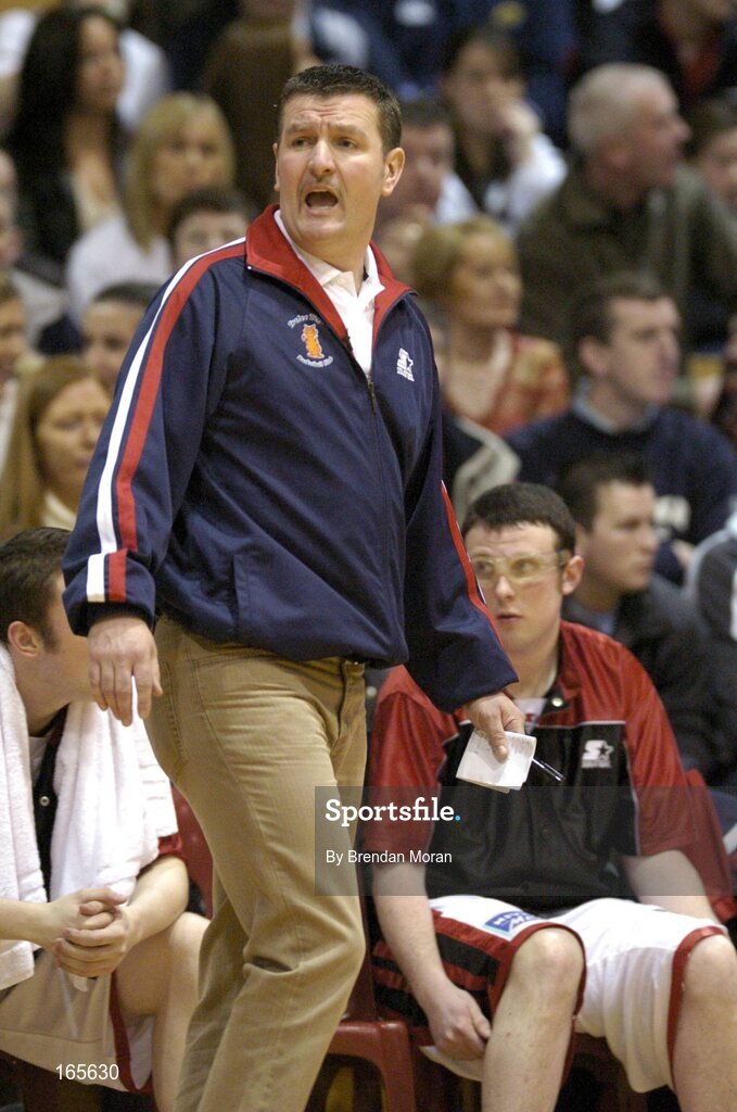 29 January 2005; Joe Quirke, assistant coach, Abrakebabra Tigers, Tralee. National Cup, Senior Men's Semi-Final, Mardyke UCC Demons v Abrakebabra Tigers, Tralee, ESB Arena, Tallaght, Dublin. Picture credit; Brendan Moran / SPORTSFILE