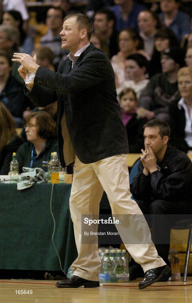 29 January 2005; Pat Price, coach, Mardyke UCC Demons. National Cup, Senior Men's Semi-Final, Mardyke UCC Demons v Abrakebabra Tigers, Tralee, ESB Arena, Tallaght, Dublin. Picture credit; Brendan Moran / SPORTSFILE