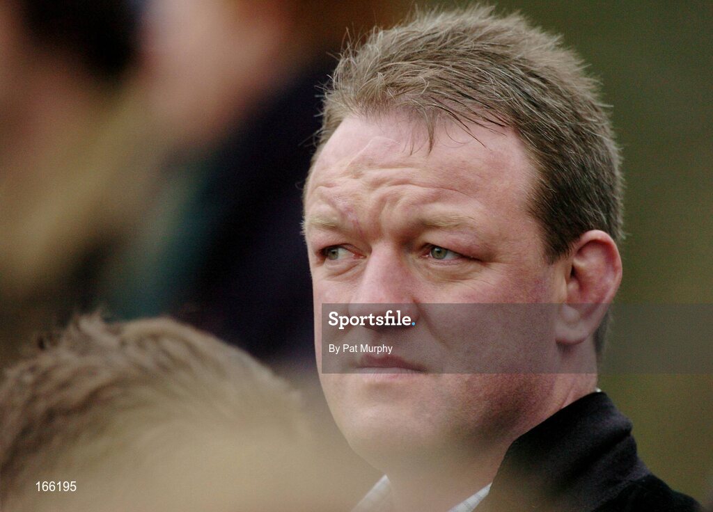 9 February 2005; Former Ireland international Mick Galwey looks on during the game. Leinster Schools Rugby Cup, Quarter Final, Blackrock College v St. Michaels, Donnybrook, Dublin. Picture credit; Pat Murphy / SPORTSFILE