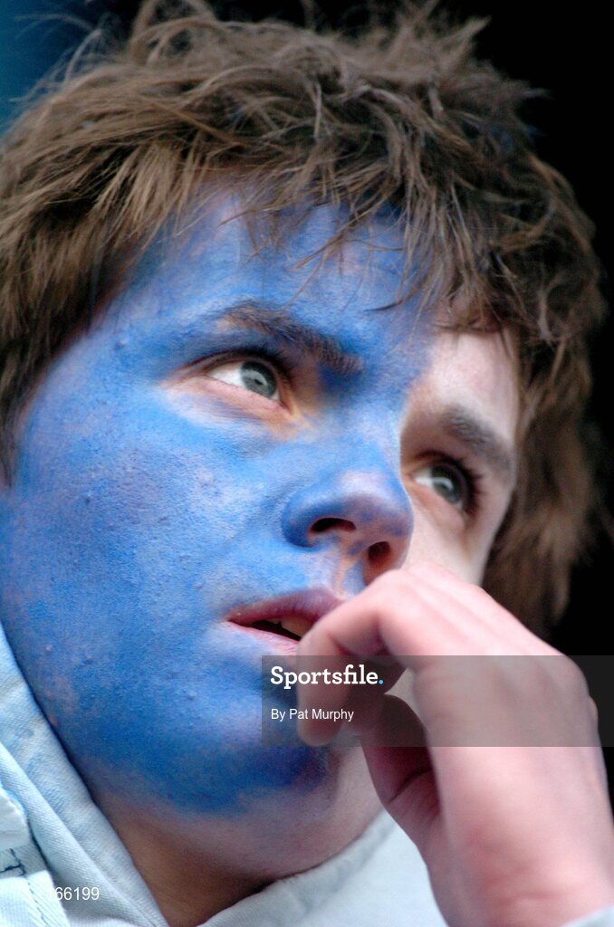 9 February 2005; A Blackrock supporter watches the final moments of the game. Leinster Schools Rugby Cup, Quarter Final, Blackrock College v St. Michaels, Donnybrook, Dublin. Picture credit; Pat Murphy / SPORTSFILE