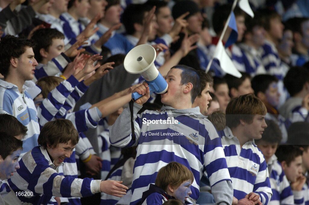 9 February 2005; Blackrock College supporters cheer on their sid. Leinster Schools Rugby Cup, Quarter Final, Blackrock College v St. Michaels, Donnybrook, Dublin. Picture credit; David Levingstone / SPORTSFILE