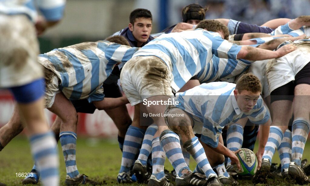 9 February 2005; David Moore, Blackrock College, releases the ball after a scrum. Leinster Schools Rugby Cup, Quarter Final, Blackrock College v St. Michaels, Donnybrook, Dublin. Picture credit; David Levingstone / SPORTSFILE