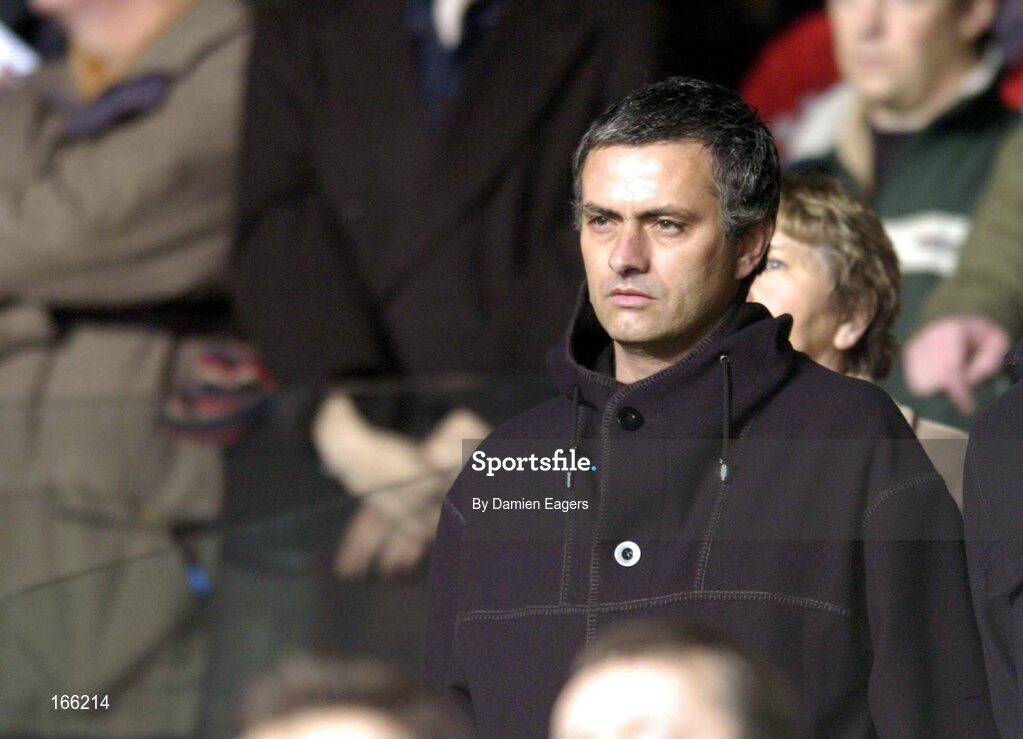 9 February 2005; Chelsea manager Jose Morhinho pictured watching the match. International Friendly, Republic of Ireland v Portugal, Lansdowne Road, Dublin. Picture credit; Damien Eagers / SPORTSFILE