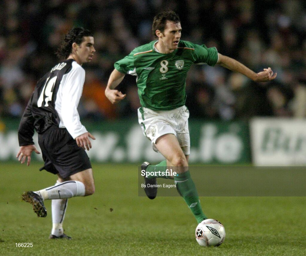 9 February 2005; Kevin Kilbane, Republic of Ireland, in action against Tiago, Portugal. International Friendly, Republic of Ireland v Portugal, Lansdowne Road, Dublin. Picture credit; Damien Eagers / SPORTSFILE