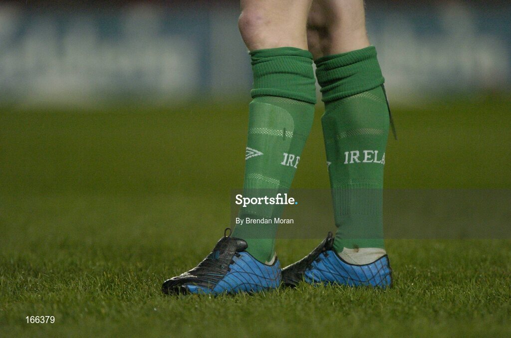 9 February 2005; The boots of Republic of Ireland player Damien Duff. International Friendly, Republic of Ireland v Portugal, Lansdowne Road, Dublin. Picture credit; Brendan Moran / SPORTSFILE