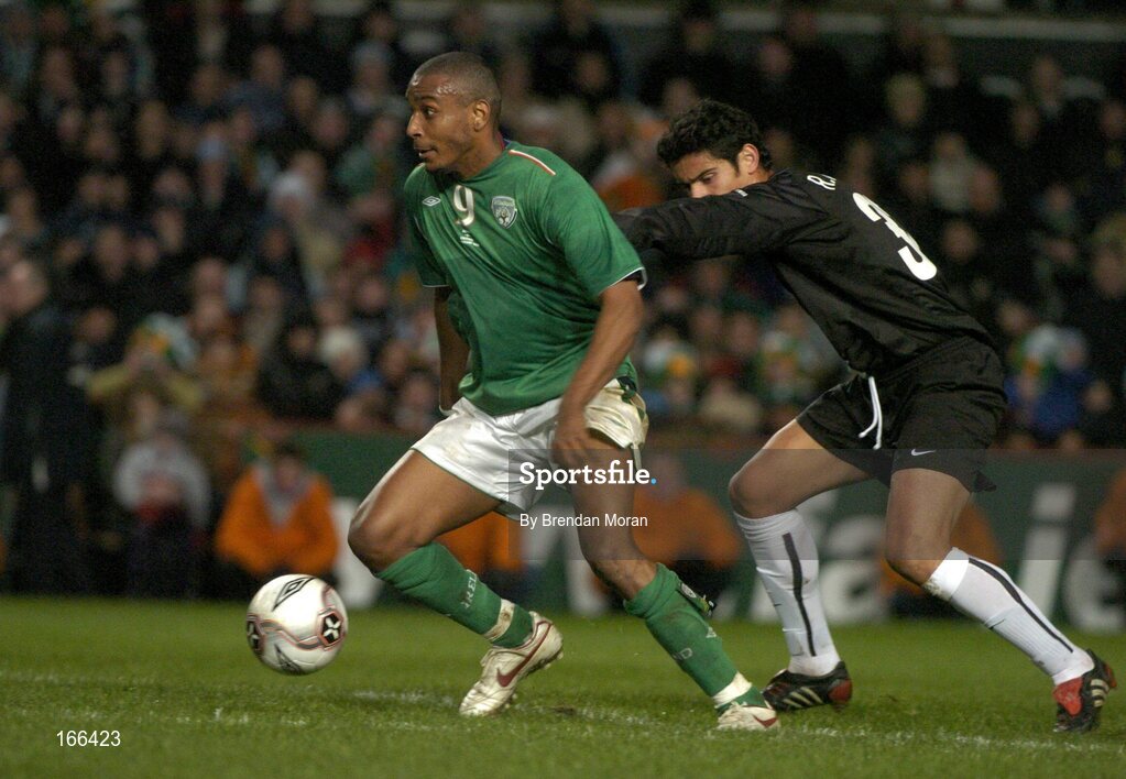 9 February 2005; Clinton Morrison, Republic of Ireland, in action against Ricardo Costa, Portugal. International Friendly, Republic of Ireland v Portugal, Lansdowne Road, Dublin. Picture credit; Brendan Moran / SPORTSFILE