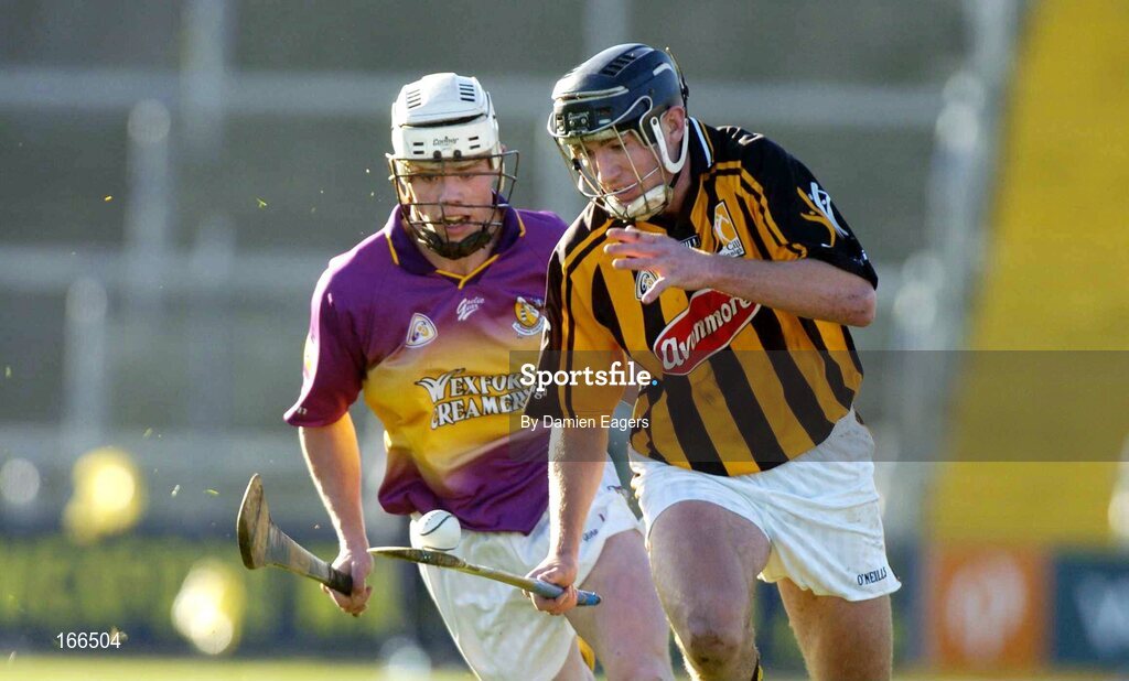 12 February 2005; Eddie Brennan, Kilkenny, in action against Kevin Kavanagh, Wexford. Walsh Cup Final, Wexford v Kilkenny, Wexford Park, Co. Wexford. Picture credit; Damien Eagers / SPORTSFILE