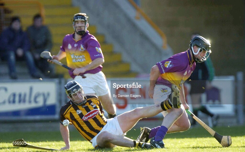 12 February 2005; Darren Stamp, Wexford, in action against Derek Lyng, Kilkenny. Walsh Cup Final, Wexford v Kilkenny, Wexford Park, Co. Wexford. Picture credit; Damien Eagers / SPORTSFILE