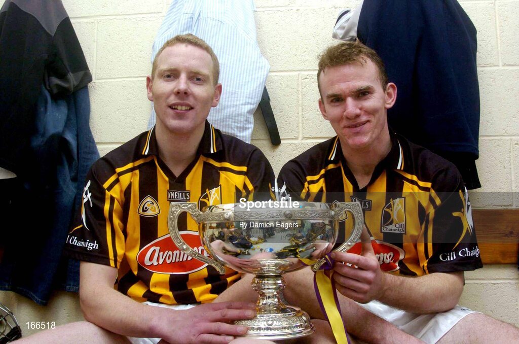12 February 2005; Kilkenny's James Ryall, left and Noel Hickey with the Walsh Cup. Walsh Cup Final, Wexford v Kilkenny, Wexford Park, Co. Wexford. Picture credit; Damien Eagers / SPORTSFILE