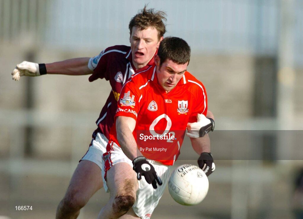 13 February 2005; Noel O'Laoire, Cork, in action against David Kilmartin, Westmeath. Allianz National Football League, Division 1A, Westmeath v Cork, Cusack Park, Mullingar, Co. Westmeath. Picture credit; Pat Murphy / SPORTSFILE