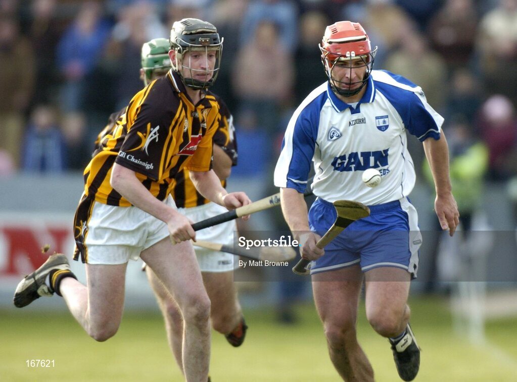 20 February 2005; Seamus Prendergast, Waterford, in action against Martin Comerford, Kilkenny. 2005 Allianz National Hurling League, Division 1A, Waterford v Kilkenny, Walsh Park, Waterford. Picture credit; Matt Browne / SPORTSFILE
