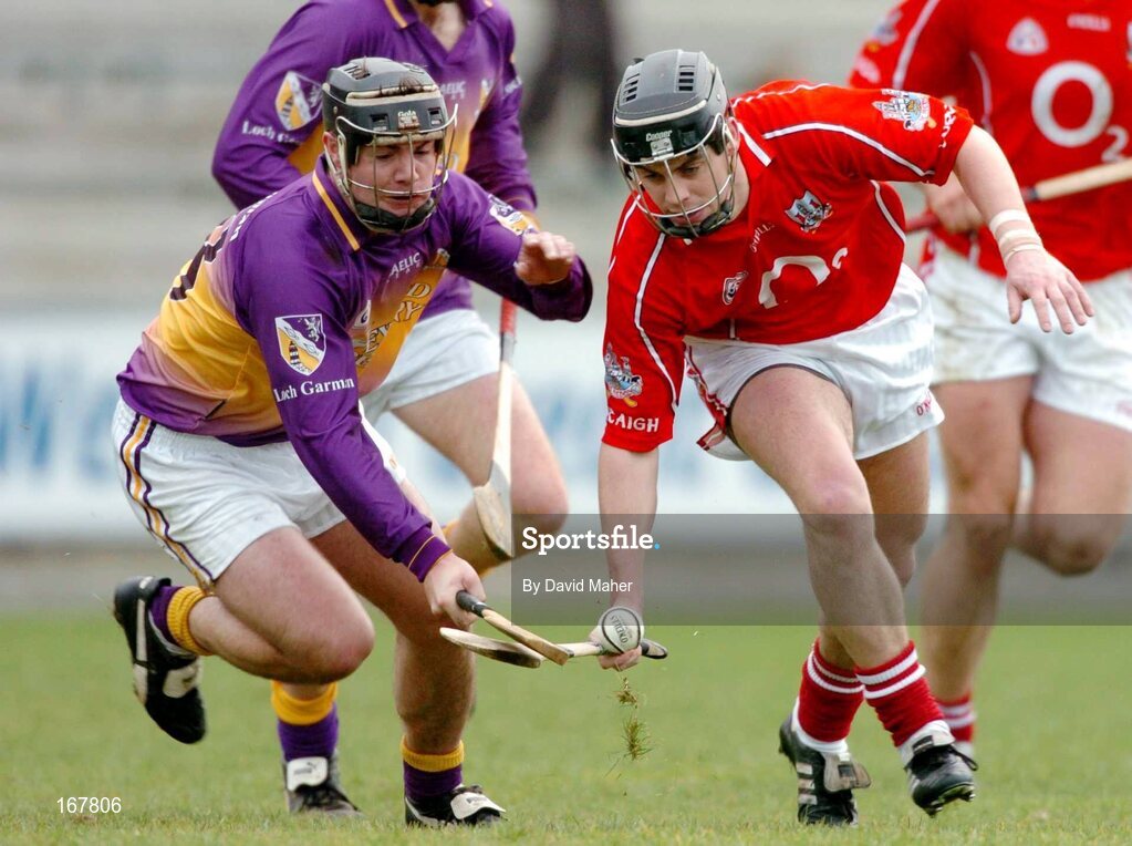 27 February 2005; Neil Ronan, Cork, in action against John O'Connor, Wexford. Allianz National Hurling League, Division 1B, Wexford v Cork, Wexford Park, Wexford. Picture credit; David Maher / SPORTSFILE