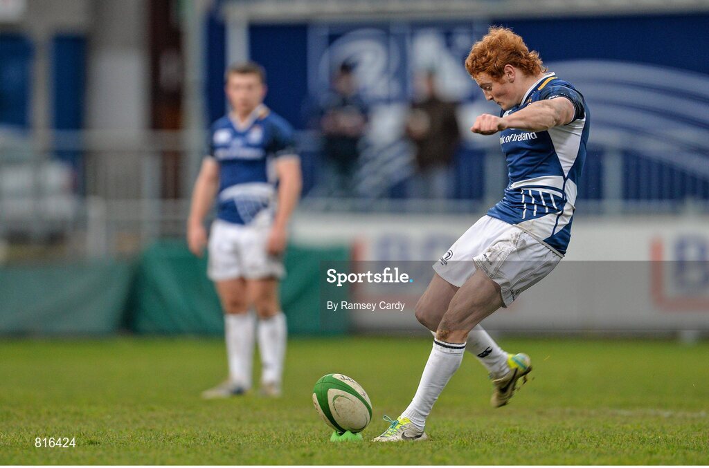 7 December 2013; Cathal Marsh, Leinster 'A', kicks a penalty. British & Irish Cup, Leinster 'A' v Cross Keys, Donnybrook Stadium, Donnybrook, Dublin. Picture credit: Ramsey Cardy / SPORTSFILE