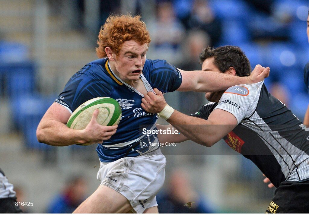 7 December 2013; Cathal Marsh, Leinster 'A', is tackled by Ryan James, Cross Keys. British & Irish Cup, Leinster 'A' v Cross Keys, Donnybrook Stadium, Donnybrook, Dublin. Picture credit: Ramsey Cardy / SPORTSFILE