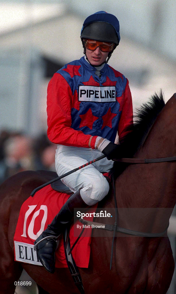 19 March 1998; Jockey Chris Maude, onboard Rainwatch, ahead of the Elite Racing Club Triumph Hurdle on day three of the Cheltenham Festival at Prestbury Park in Cheltenham, England. Photo by Matt Browne/Sportsfile
