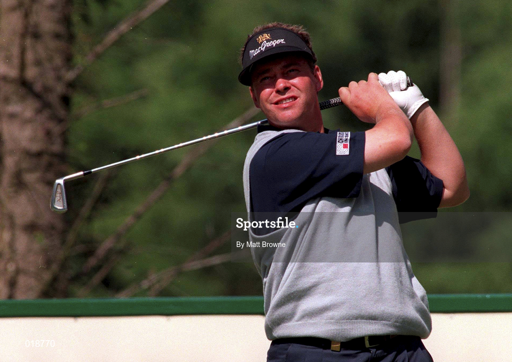 1 July 1998; Darren Clarke of Northern Ireland watches his tee shot at the 2nd hole during the Murphy's Irish Open Pro-Am at Druids Glen Golf Course in Wicklow. Photo by Matt Browne/Sportsfile