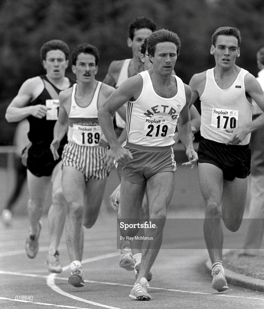 19 July 1986; Eamonn Coghlan, 219, competes in the 1500m event during the Yoplait BLE National Championships at Tullamore in Offaly. Photo by Ray McManus/Sportsfile