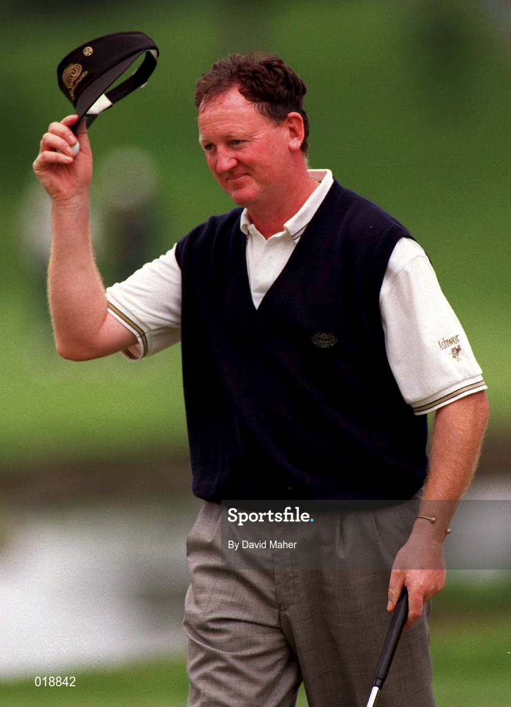 5 July 1997; Eamonn Darcy of Ireland acknowledges the crowds applause after he complete his third round of the Murphy's Irish Open Golf Championship at Druid's Glen Golf Course in Wicklow. Photo by David Maher/Sportsfile