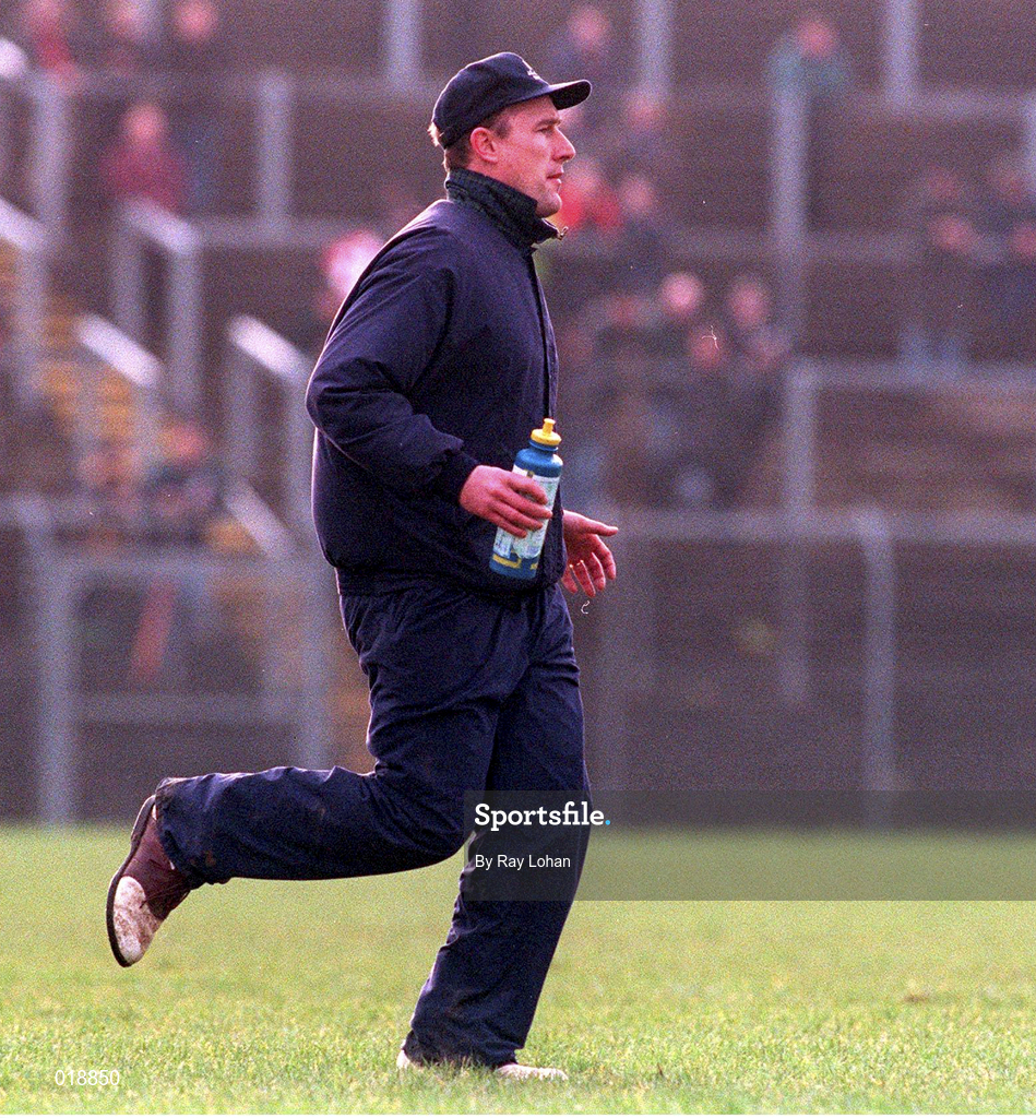 14 February 1999; Monaghan manager Eamonn McEneaney during the Church and General National Football League Division 1 match between Derry and Monaghan at Celtic Park in Derry. Photo by Ray Lohan/Sportsfile