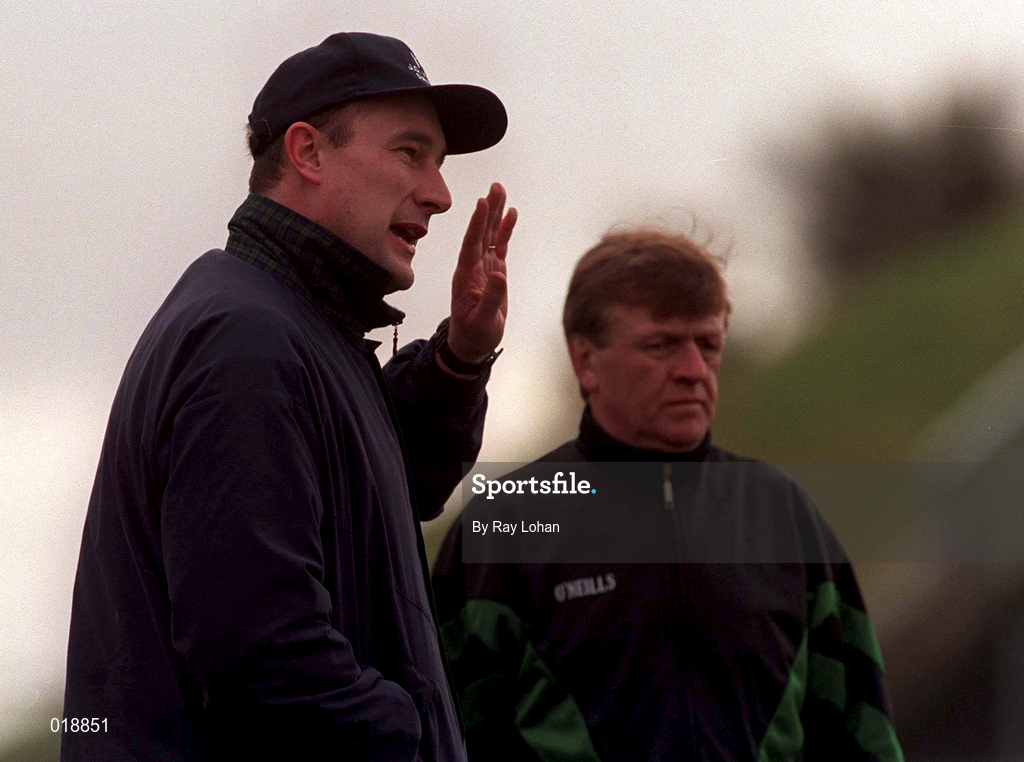 14 February 1999; Monaghan manager Eamonn McEneaney during the Church and General National Football League Division 1 match between Derry and Monaghan at Celtic Park in Derry. Photo by Ray Lohan/Sportsfile