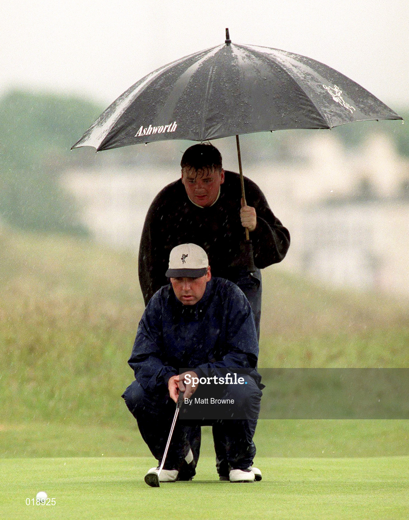 13 June 1998; Garth McGimpsey lines up a birdie putt on the 10th green during the Irish Amateur Close Golf Championship, sponsored by Bank of Ireland, at The Island Golf Club in Donabate, Dublin. Photo by Matt Browne/Sportsfile