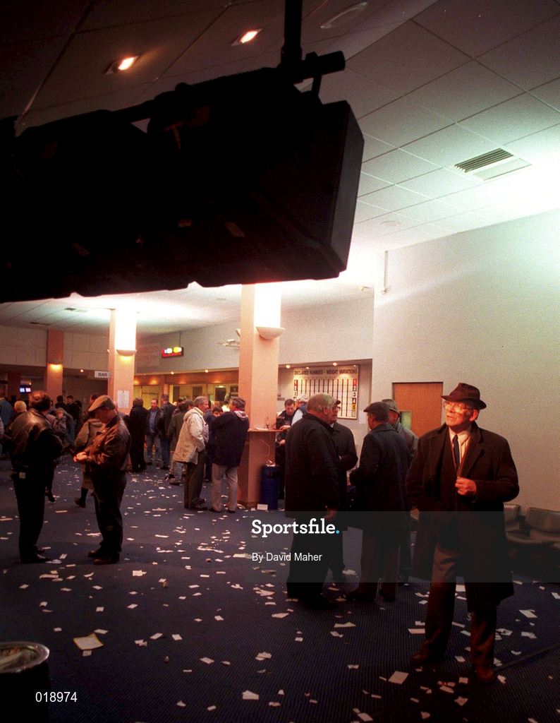 18 January 1997; Punters during a greyhound racing meeting at Shelbourne Park in Dublin. Photo by David Maher/Sportsfile