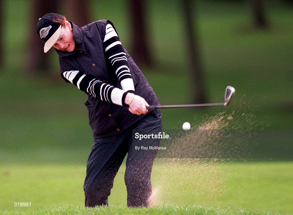 26 June 1997; Helen Wadsworth of Wales plays from a bunker on the 9th during the opening round of the Guardian Ladies Irish Open at Luttrellstown Castle Golf Course in Dublin. Photo by Ray McManus/Sportsfile