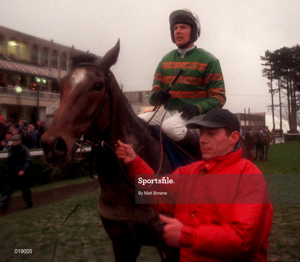 29 December 1998; Istabraq, with Charlie Swan up, after winning  AIB Agri-Business December Festival Hurdle during day four of the Christmas Festival at Leopardstown Racecourse in Dublin. Photo by Matt Browne/Sportsfile