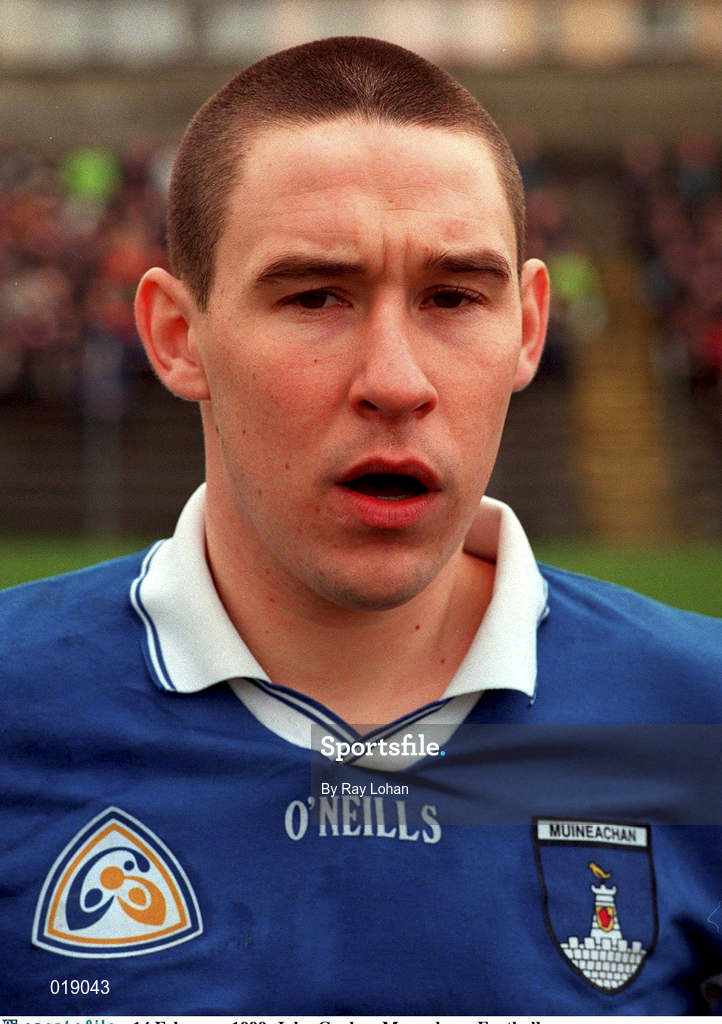 14 February 1999; John Conlon of Monaghan during the Church and General National Football League Division 1 match between Derry and Monaghan at Celtic Park in Derry. Photo by Ray Lohan/Sportsfile