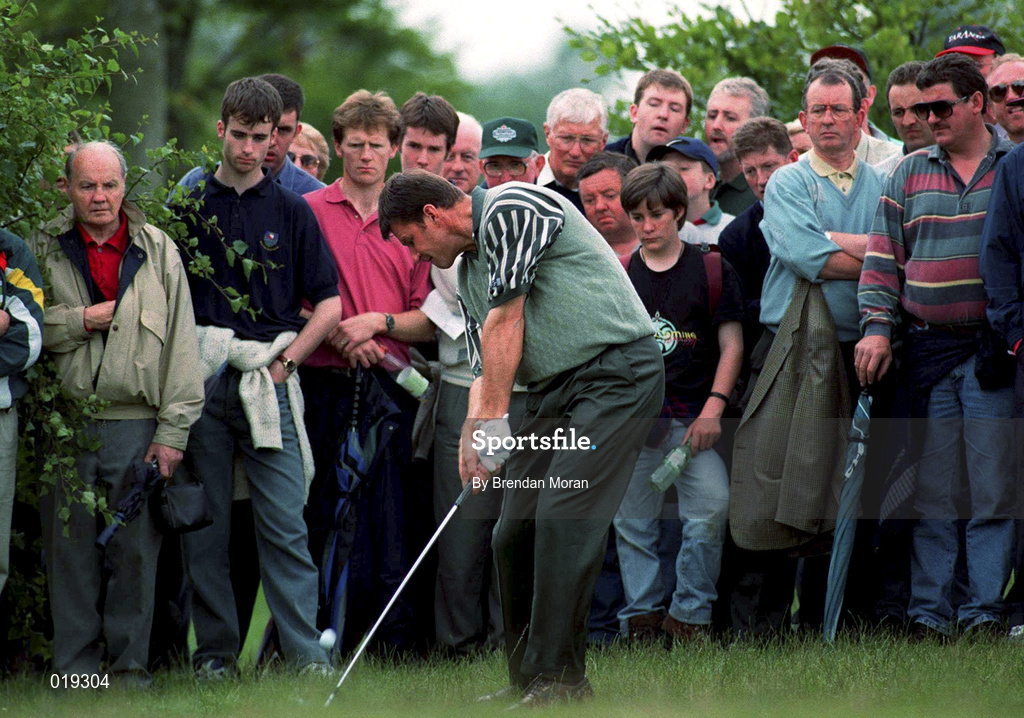5 July 1997; Nick Faldo plays from the rough during the third round of the Murphy's Irish Open Golf Championship at Druid's Glen Golf Club in Wicklow. Photo by Brendan Moran/Sportsfile