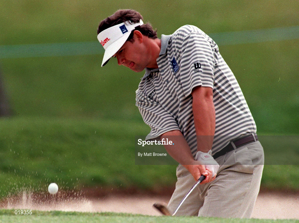 2 July 1998; Padraig Harrington chips out of a bunker onto the 4th green during the first round of the Murphy's Irish Open Golf Championship at Druid's Glen Golf Club in Wicklow. Photo by Matt Browne/Sportsfile