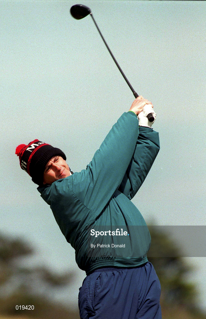 26 June 1997; Peter Lawrie of Ireland watches his drive on the 18th during day two of the 20th European Amateur Team Championship at Portmarnock Golf Club in Dublin. Photo by Patrick Donald/Sportsfile