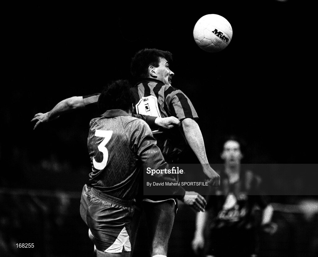 23 April 1992; Joe Lawless, Bohemians, in action against Tony Doyle, St James' Gate. FAI Cup Semi-Final Replay, Bohemians v St James' Gate, Dalymount Park, Dublin. Picture credit; David Maher / SPORTSFILE