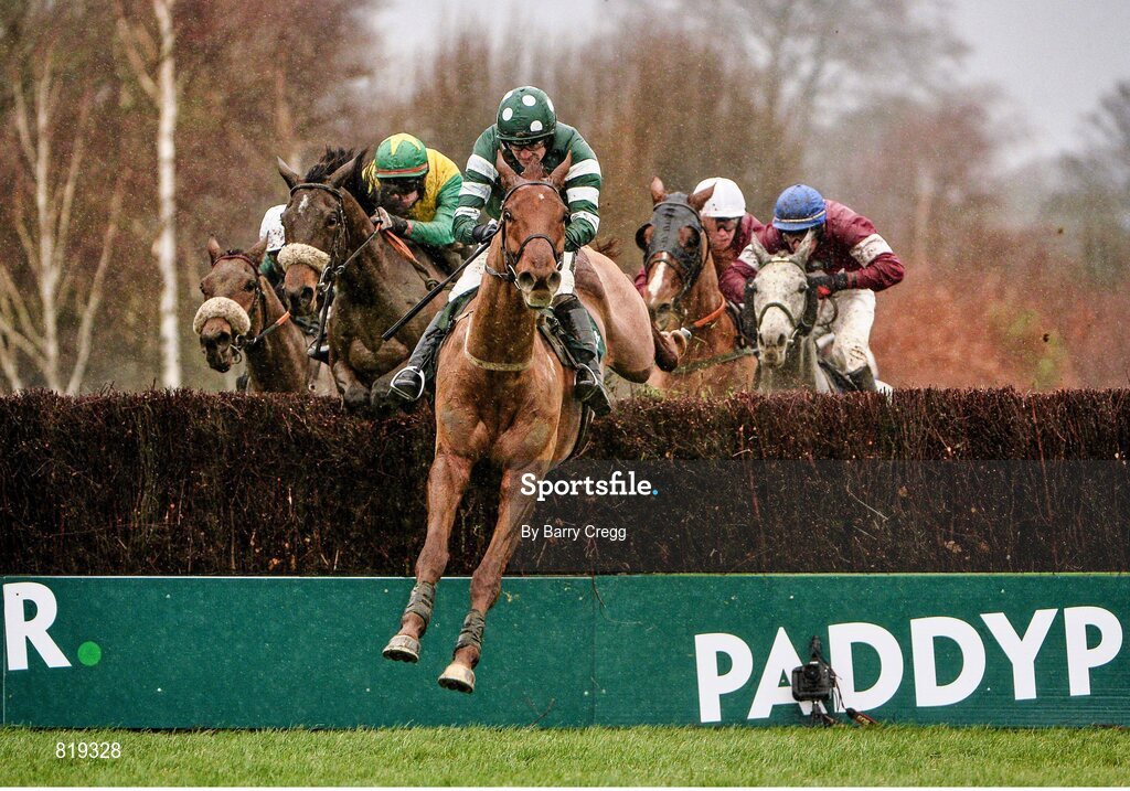 27 December 2013; Rockyaboya, with Ruby Walsh up, clears the last on their way to winning the Paddy Power Steeplechase. Leopardstown Christmas Racing Festival 2013, Leopardstown Racetrack, Leopardstown, Co. Dublin. Picture credit: Barry Cregg / SPORTSFILE