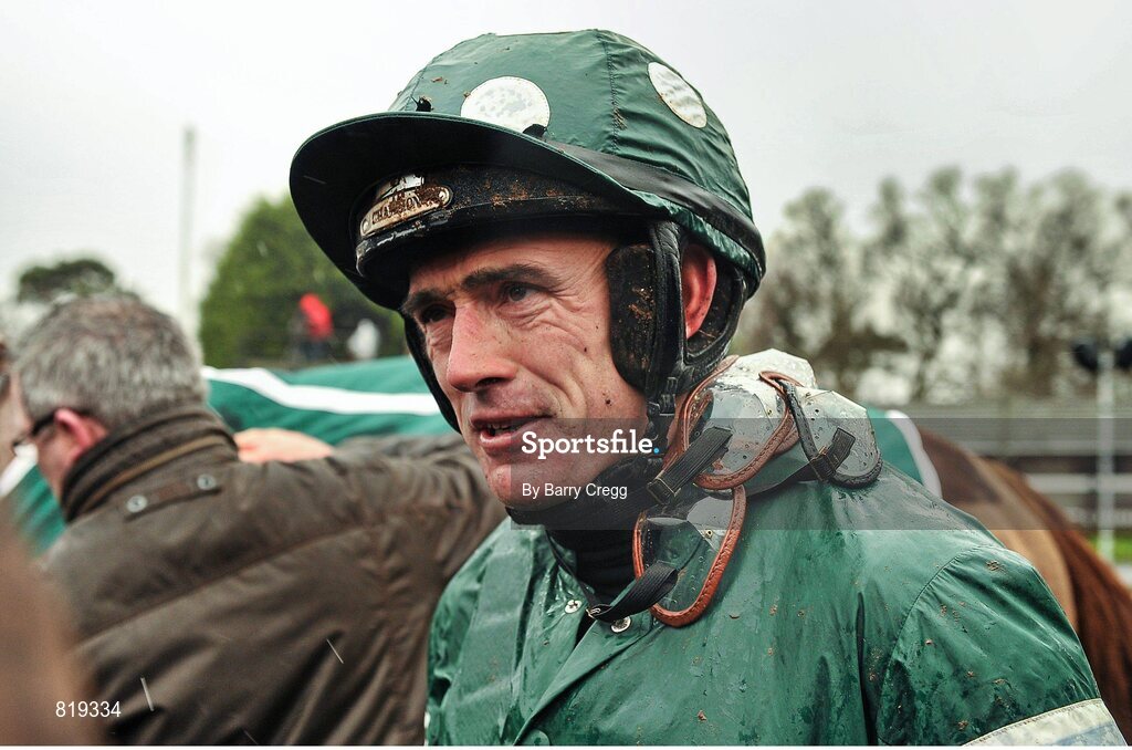 27 December 2013; Jockey Ruby Walsh in the winners enclosure after he rode Rockyaboya to win the Paddy Power Steeplechase. Leopardstown Christmas Racing Festival 2013, Leopardstown Racetrack, Leopardstown, Co. Dublin. Picture credit: Barry Cregg / SPORTSFILE