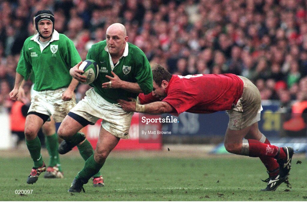 20 February 1999; Keith Wood, Ireland, in action against Scott Quinnell, Wales. Five Nations Rugby Championship, Ireland v Wales, Wembley Stadium, London, England. Picture credit: Matt Browne / SPORTSFILE