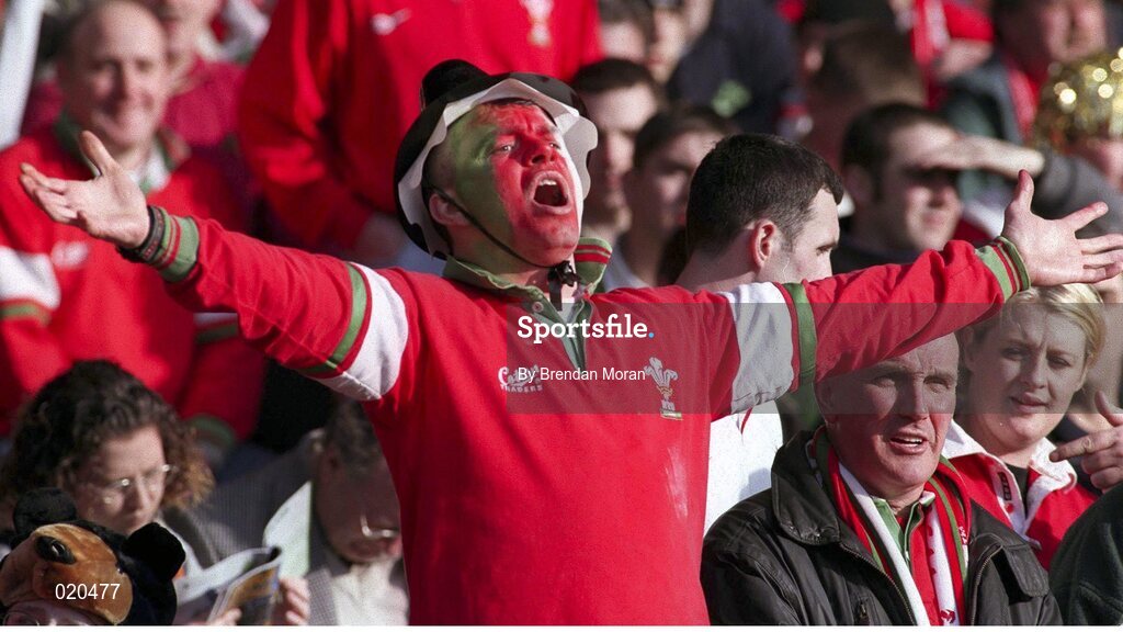 20 February 1999; Welsh Fan. Five Nations Rugby Championship, Ireland v Wales, Wembley Stadium, London, England. Picture credit: Brendan Moran / SPORTSFILE