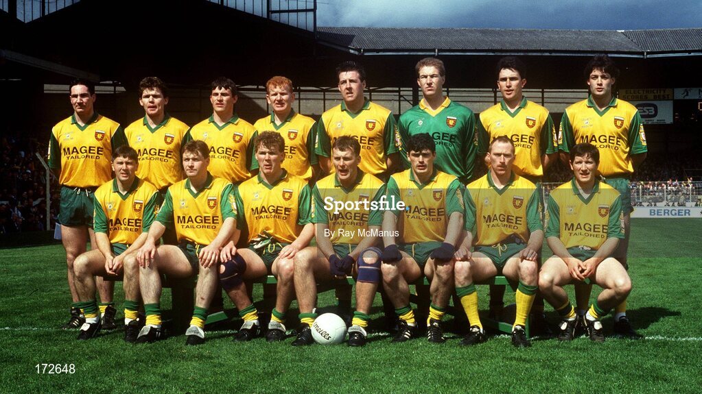 9 May 1993; The Donegal team before the Royal Liver Assurance National Football League Final Replay match between Dublin and Donegal at Croke Park, Dublin. Photo by Ray McManus/Sportsfile