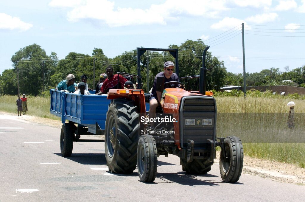 25 February 2005; Galway's Alan Kerins transports people back to Katoya after bags of Mealie Meal had been given out as part of the Presentation sisters Famine Relief project. Cheshire home for the physically challenged children, Mongu, Zambia. Picture credit; Damien Eagers / SPORTSFILE