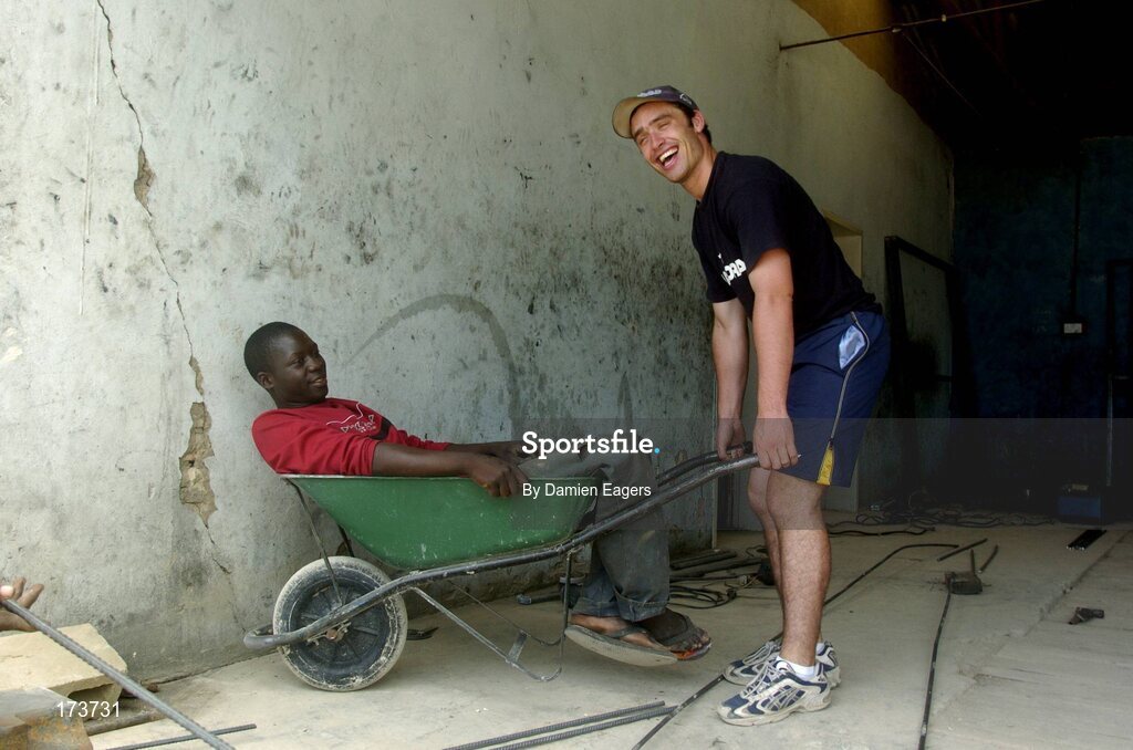 25 February 2005; Galway's Alan Kerins working on the block making project. Cheshire home for the physically challenged children, Mongu, Zambia. Picture credit; Damien Eagers / SPORTSFILE