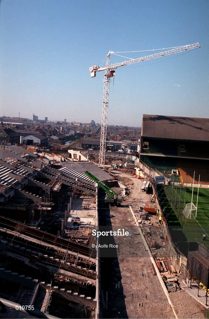 17 March 1999; A general view of work on the new stand at the Canal End of Croke Park in Dublin, during the stadiums redevelopment. Photo by Aoife Rice/Sportsfile
